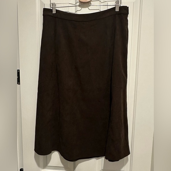 Christopher & Banks Women 12 Faux Suede Stretchy Maxi Skirt Boho - Picture 1 of 5